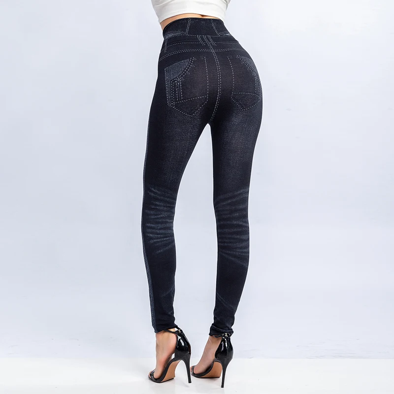 

Women Sexy Push Up Seamless High Waist Warm Jeans Leggings Women Spring Elastic Faux Denim Jeggings Pants Leggins Mujer 3XL