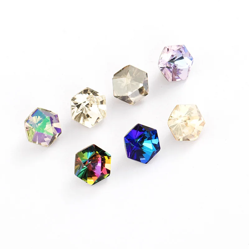Шестигранные блестящие стразы драгоценные камни для ногтевого дизайна