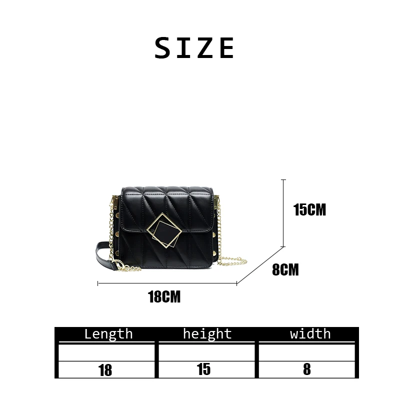

2020 Autumn Winter Ladies Rhombic Lattice Chain Strap Small Square Bag Women Fashion Style Simple Design Shoulder Bag