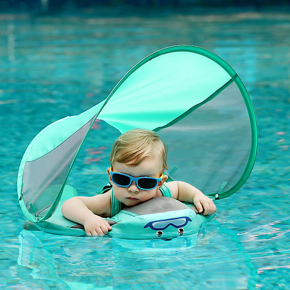 

Swimming Baby Pools Accessories Baby Inflatable Ring Baby Neck Wheels For Newborns Bathing Circle Safety With Subshade