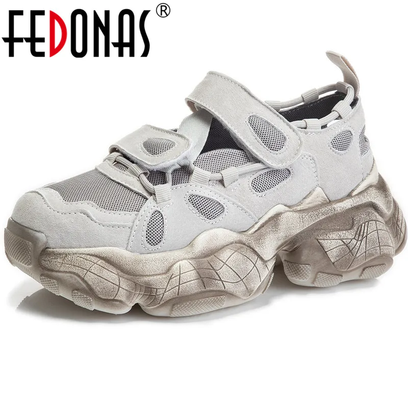 

Женские кроссовки на платформе FEDONAS, повседневные кроссовки из натуральной кожи на плоской подошве с круглым носком, модель 2021 года