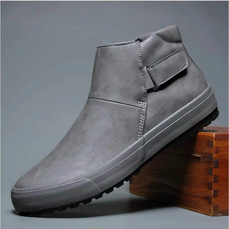 Зимняя мужская обувь модные коричневые кожаные ботинки для мужчин повседневные