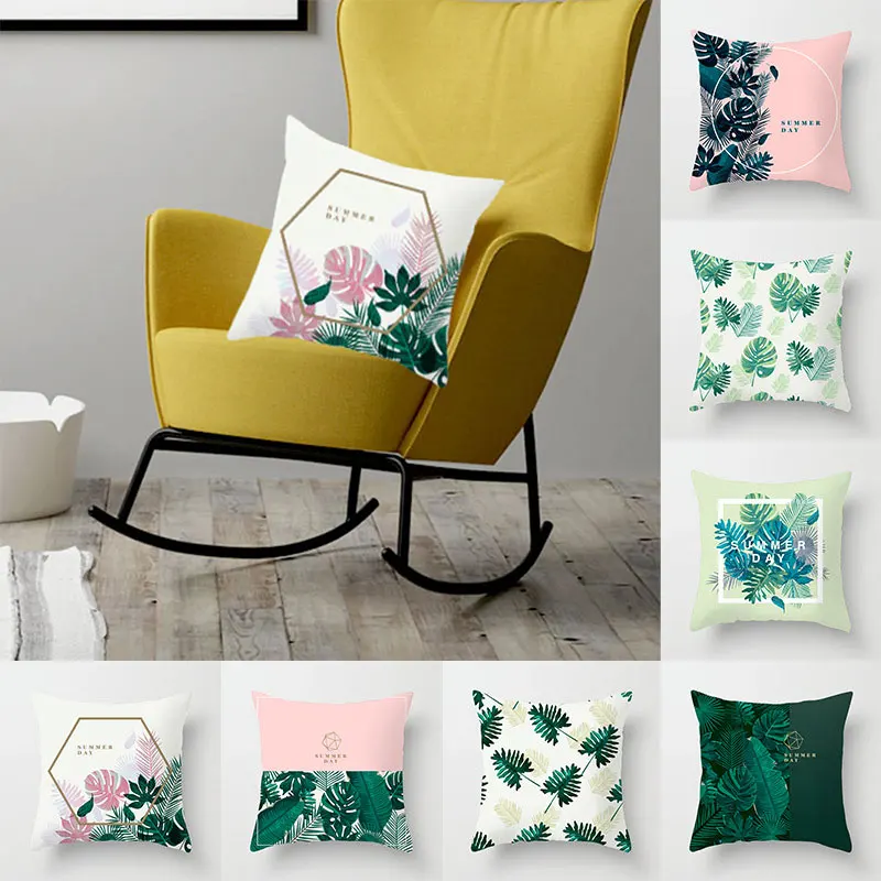 

Tropical Plant Pillowcase Fashion Nordic Style Home Pillowcase Sofa Pillowcase Plant Letter Pillowcase Summer Cushion Cover