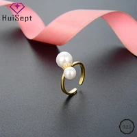 huisept pearl ring 925 sterling silver jewelry gold color open finger rings accessories for women wedding party gift wholesale