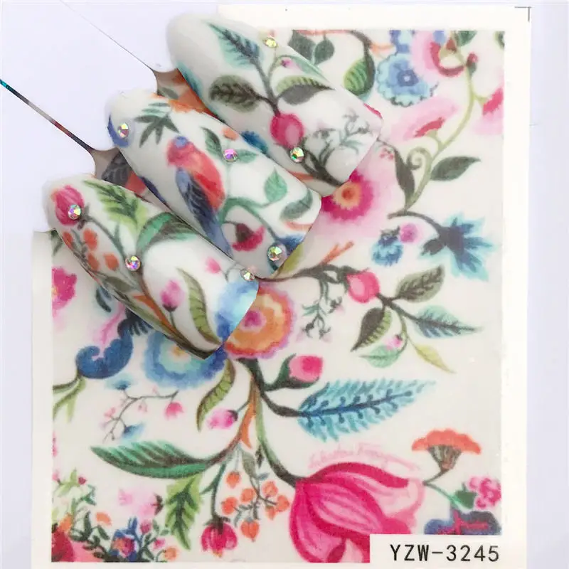 

new 1 PC Colored Flowers / Green grass / Lavender Nail Stickers Nail Transfer Decals Accessories Tip Manicure Tool