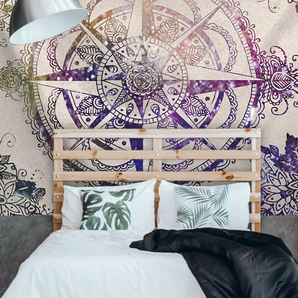 Настенный индийский гобелен покрывало в стиле хиппи для спальни с принтом виде