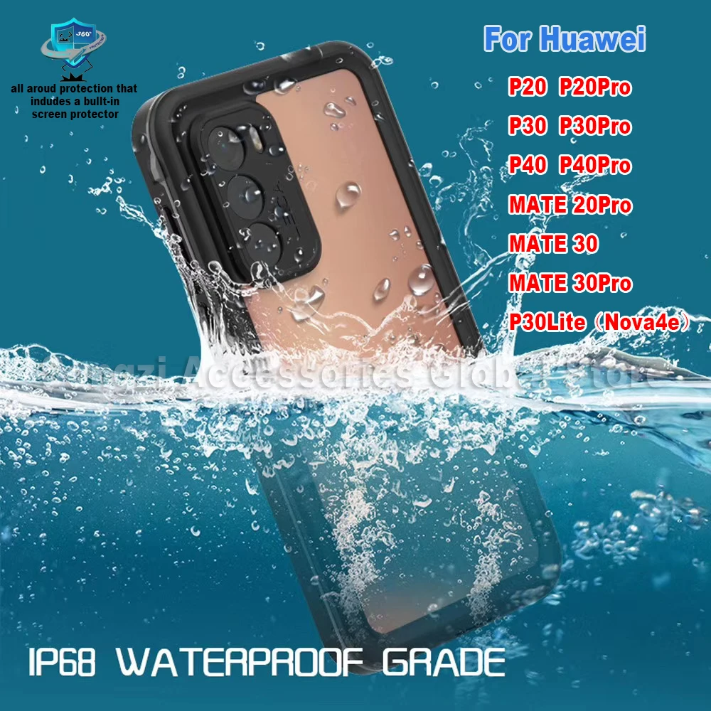 

Водонепроницаемый чехол для Huawei P40 P30 Pro Mate 30, Водонепроницаемый Чехол IP68, чехол для плавания, дайвинга, занятий спортом на открытом воздухе, з...