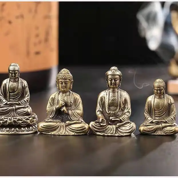 

Bronze small Buddha solid brass Buddha Sakyamuni Amitabha Bodhisattva trinket antique bronze sitting Buddha