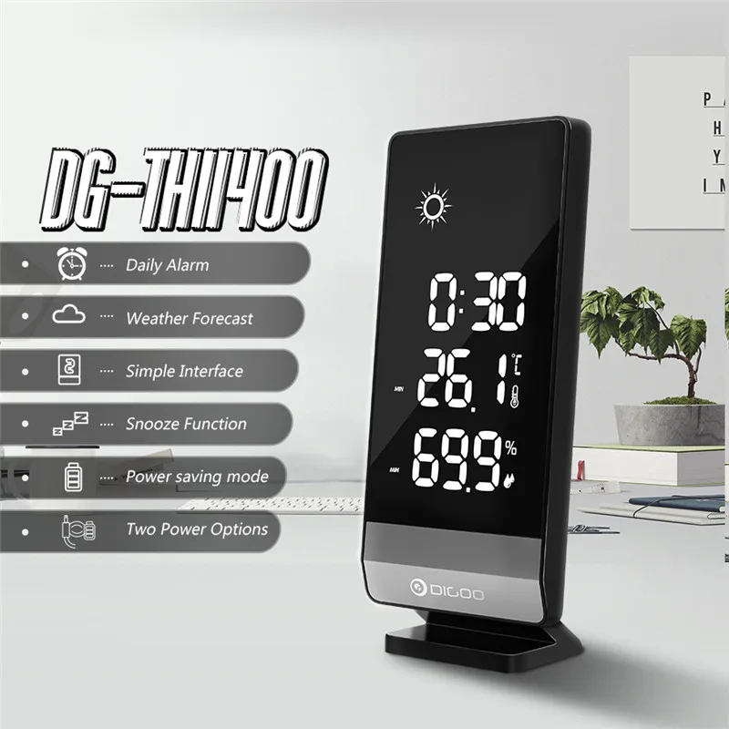 Digoo метеостанция с датчиком температуры и влажности будильник погоды для