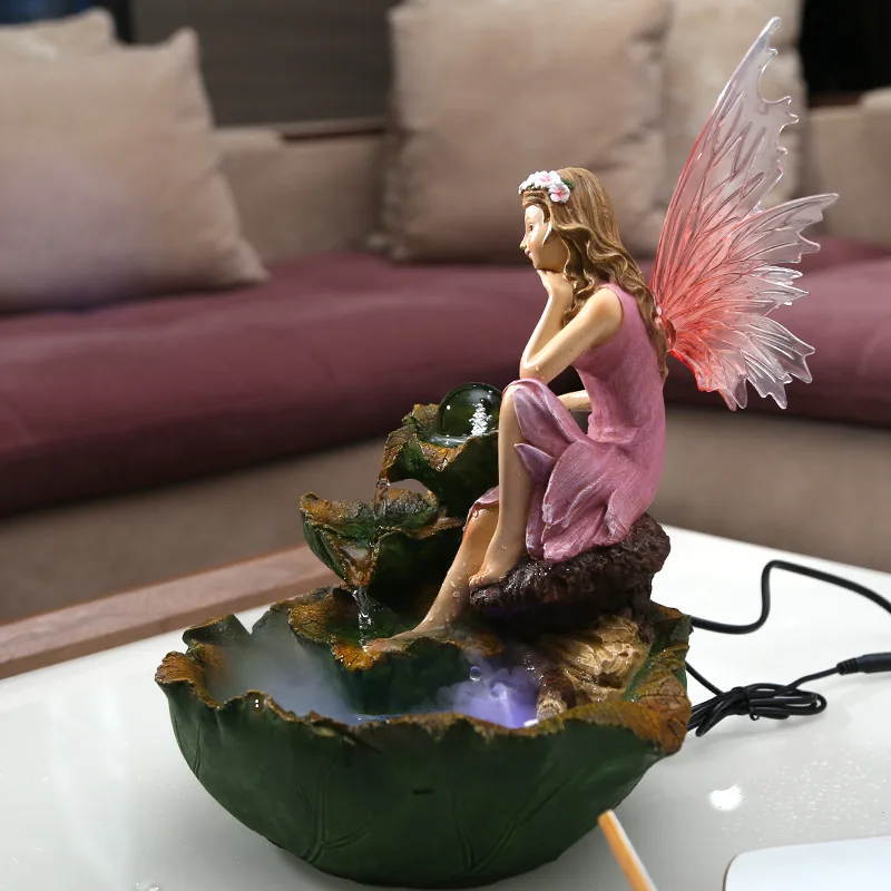 CLASSICAL ROTATING CRYSTAL BALL BEAUTY ANGEL WATER FOUNTAIN RESIN CRAFTS LIVING ROOM DECOR GIFTS L3169 | Дом и сад