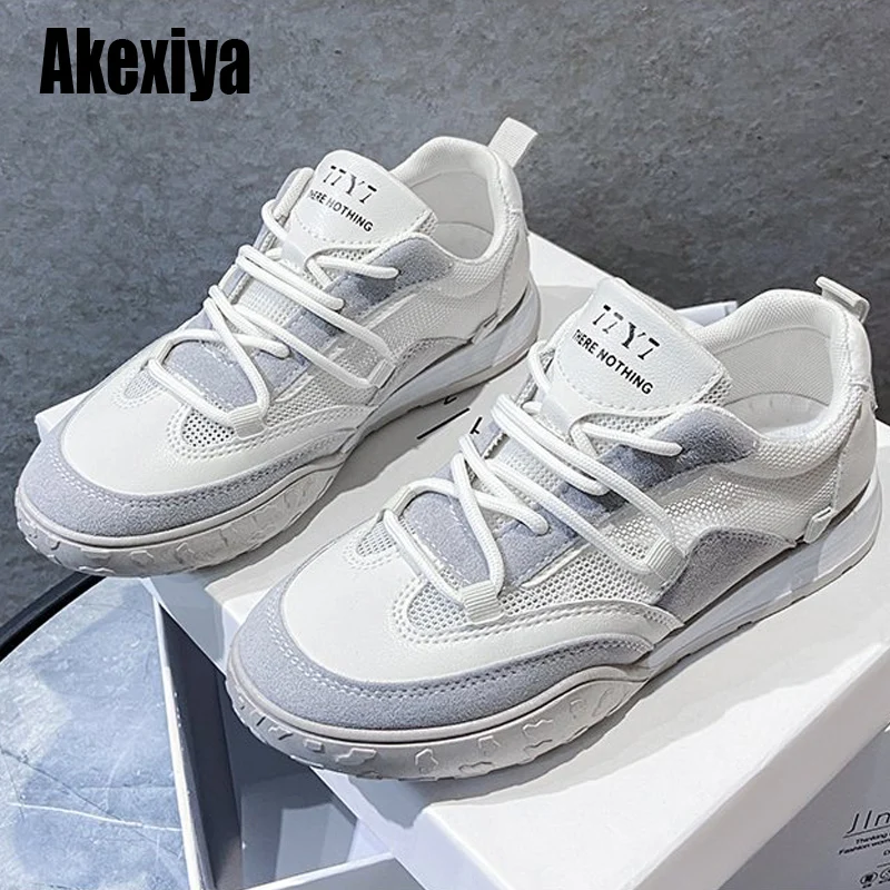 

Женские массивные кроссовки, модель 2021 года, модная женская обувь на платформе, на шнуровке, дышащая обувь с вулканизированной подошвой, жен...