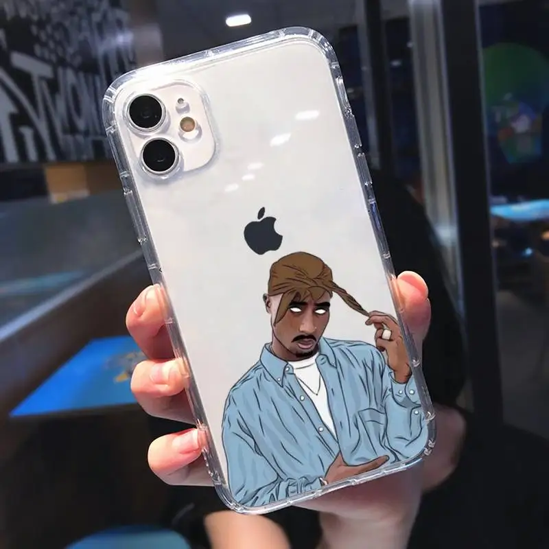 

Rapper 2pac singer Phone Case Transparent for iPhone 11 12 mini pro XS MAX 8 7 6 6S Plus X 5S SE 2020 XR