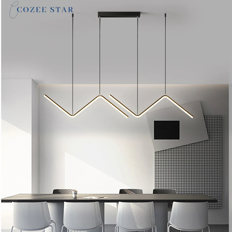 

Nordic LED Pendant Lights Modern Simple Metal Aluminum Black Gold Chandeliers Lighting Fixture Bedroom Living Room Lamps Lustre