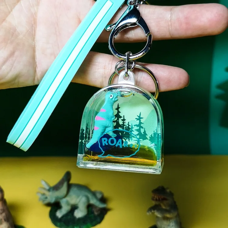 

Cute Creative Dinosaur Keychain Simulation Plastic Figure Transparent Keyring Chikdren Gift Bag Backpack Key Pendant Caretive