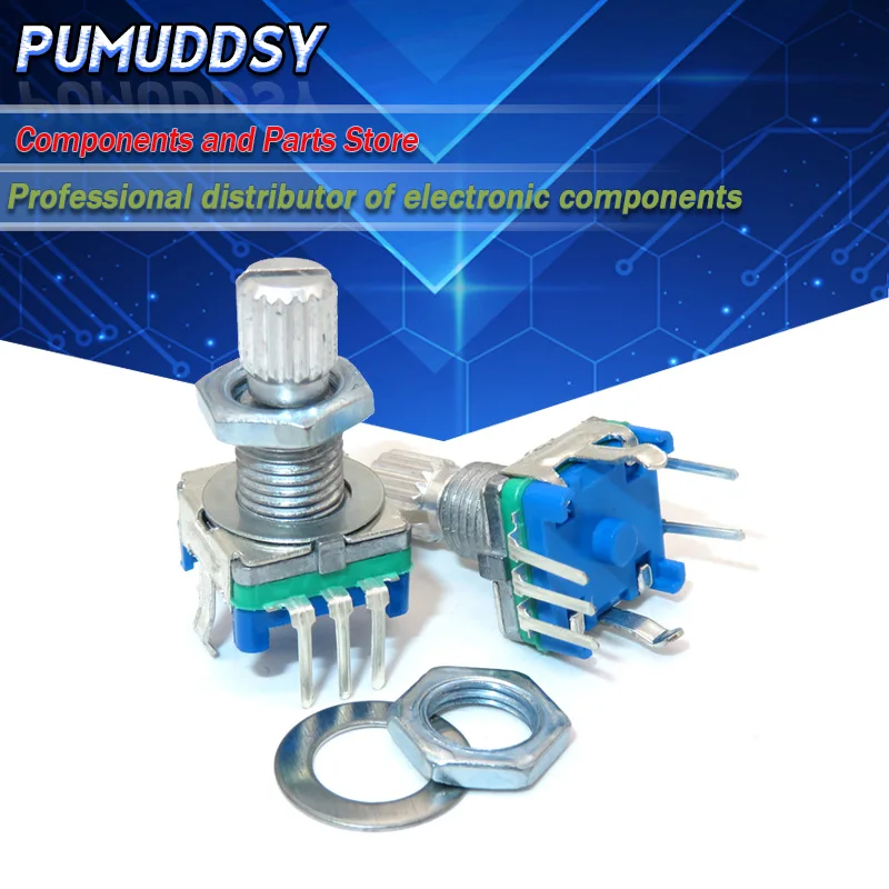 

5PCS Plum handle 15mm rotary encoder coding switch / EC11 / digital potentiometer with switch 5 Pin
