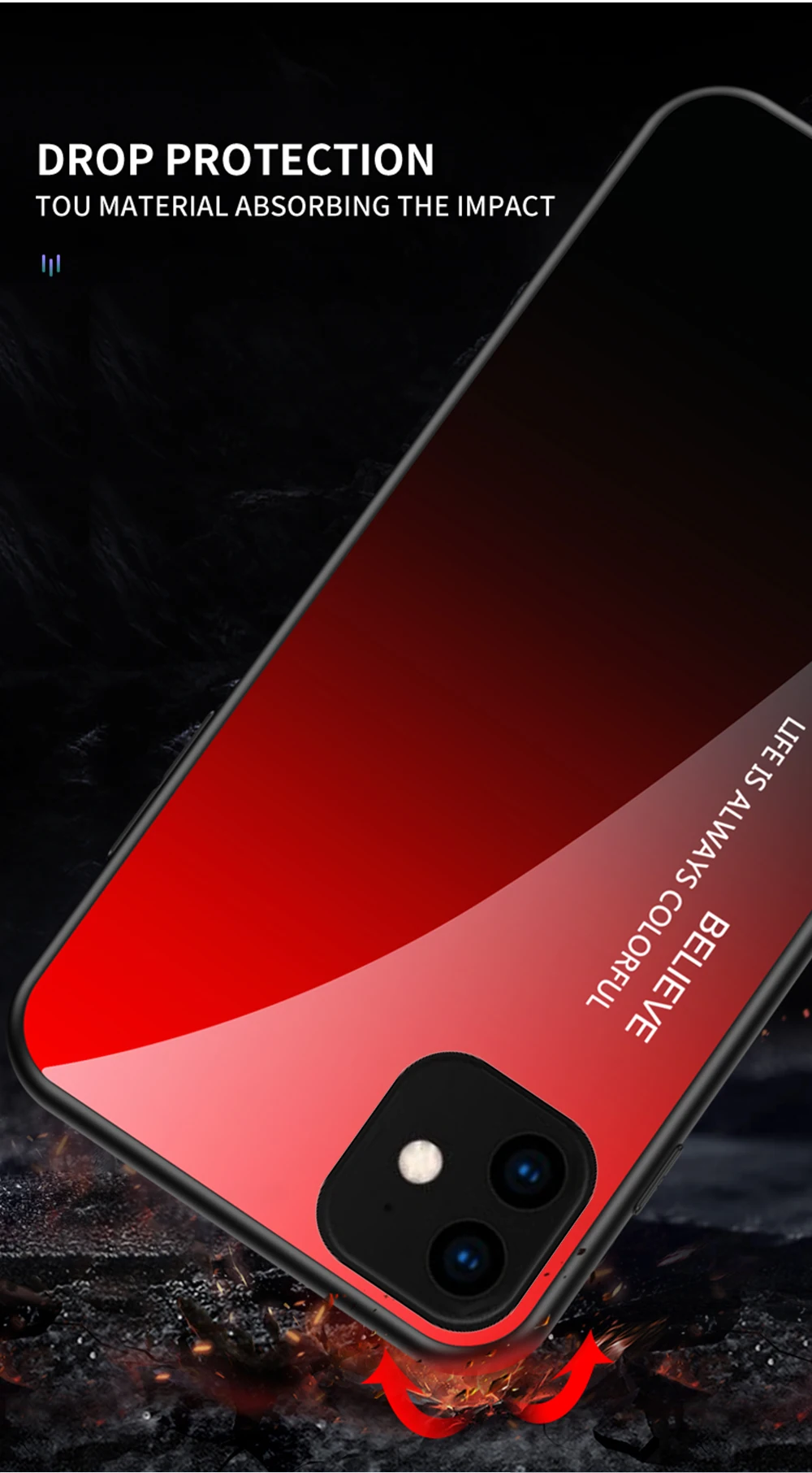 Чехол из закаленного стекла для iPhone 7, 8, X, 6, 6S Plus, градиентный цвет, голубой луч, Аврора, кожа, задняя крышка для iPhone 11 Pro, XS Max, X, XR, чехол
