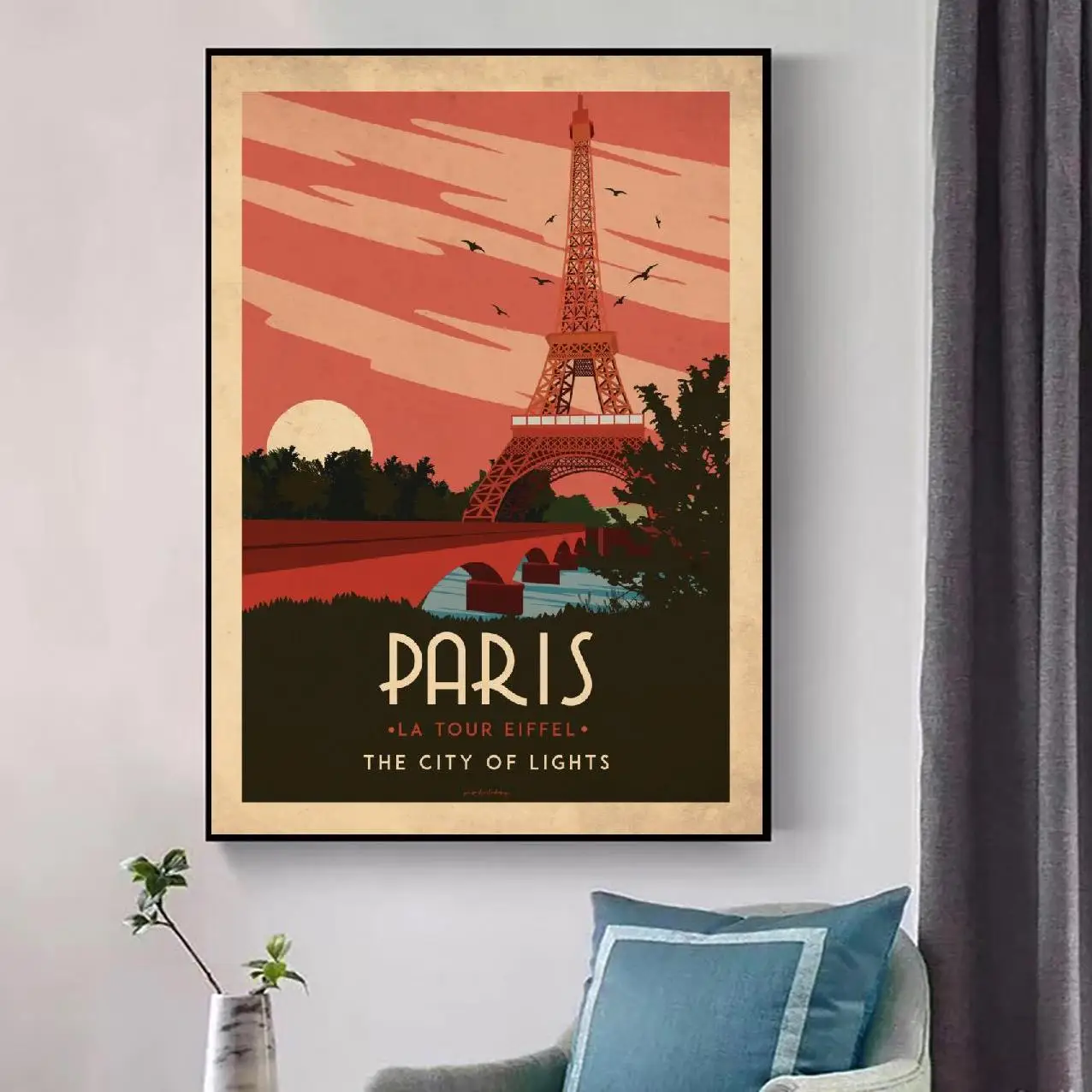 Парусиновая Настенная картина в стиле арт-деко Париже современный постер для