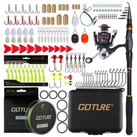 goture full fishing reel rod kit set telescopic fishing rod combo spinning reel pole set with fish line fishing accessories