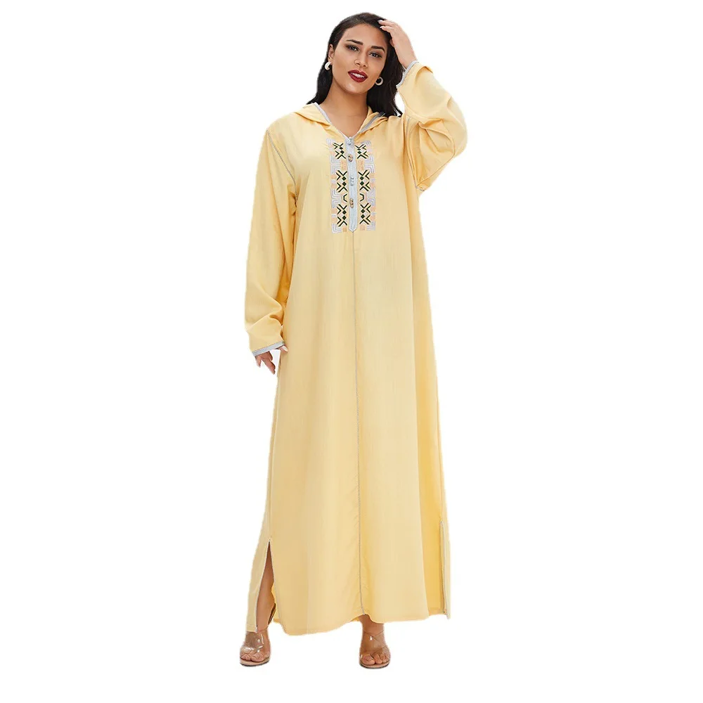 

Muslim Dress Pajamas Dubai Muslim Fashion Vestiido Embroidery Long Dress Plus Size Abaya Turkey Eid Middle East Robe Donsignet