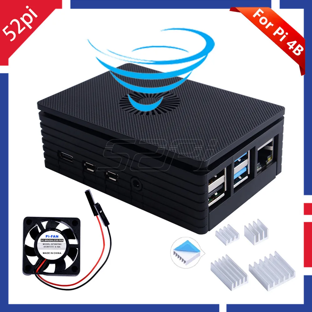 52Pi ABS черный/белый раскладушка чехол корпус для Raspberry Pi 4 с охлаждающим