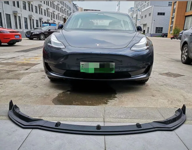 Для Tesla модель 3- передние крылья спойлера переднего бампера PP пластик матовый черный окрашенный черный цвет