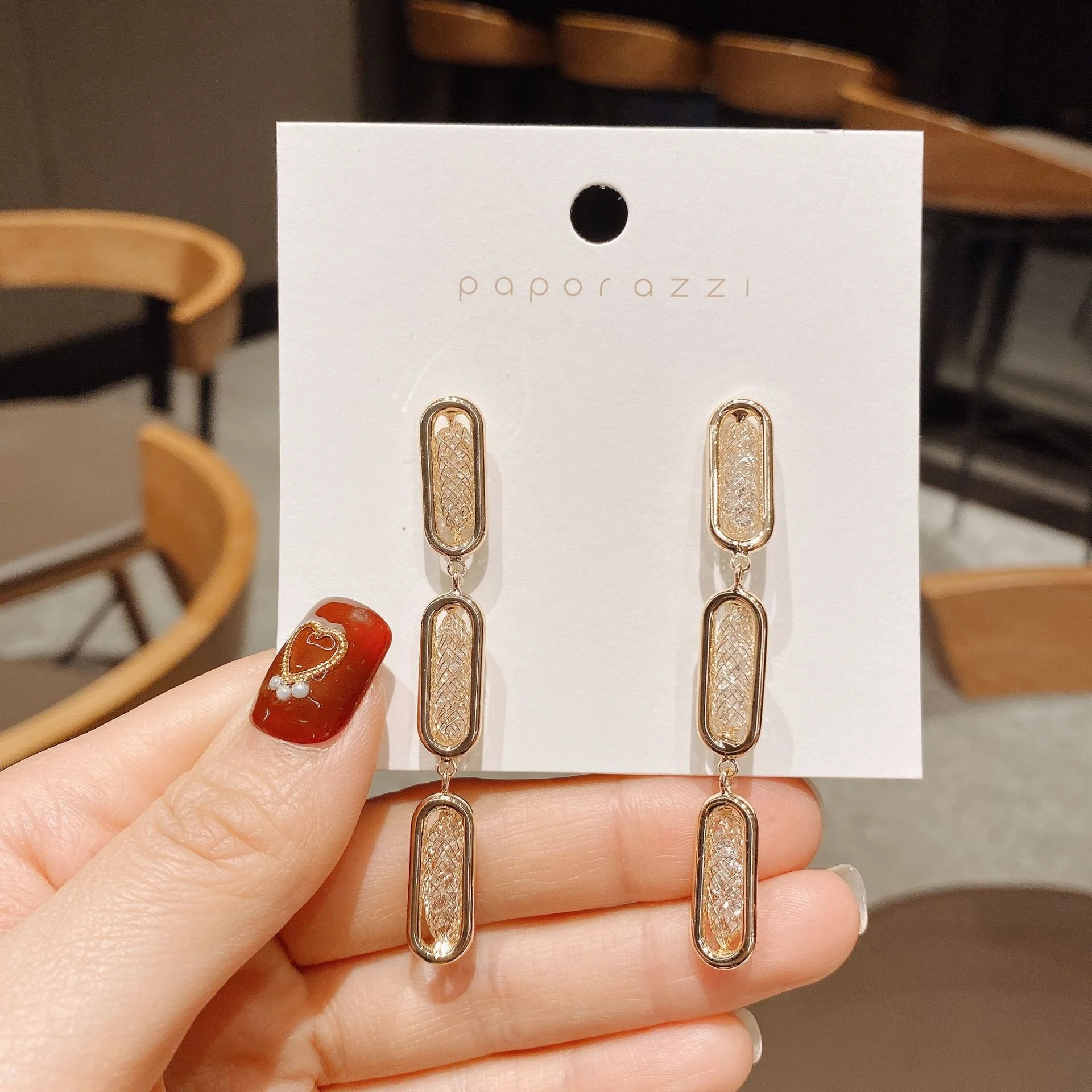 

Fashionable Geometric Long Tassel Earrings 925 Silver Needle Exaggerated Metal Earrings Banquet Earrings