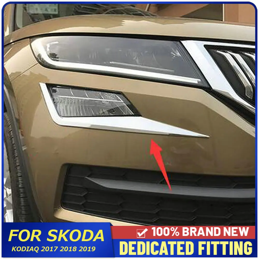 

Для Skoda Kodiaq 2017 2018 2019 передняя противотуманная фара для бровей накладка ABS хром фар крышка полоски авто аксессуары