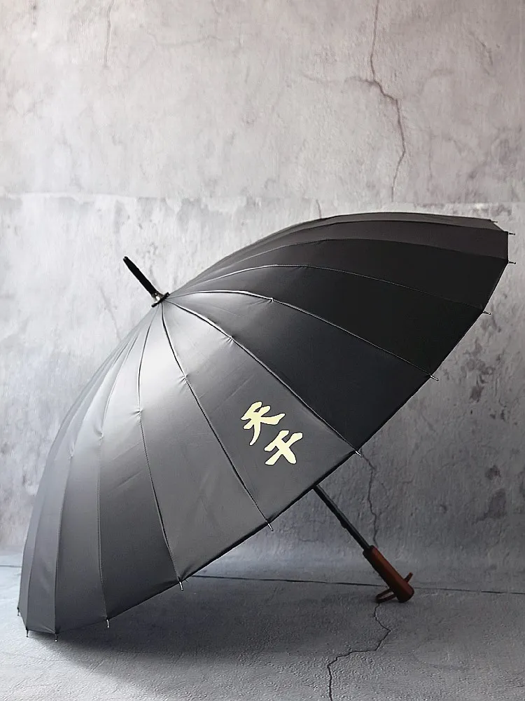 

24K Long Handle Umbrella Ancient Style Black Windproof Luxury Umbrella Men Vintage Rain And Sun Paraguas Rain Equipment LL50UM