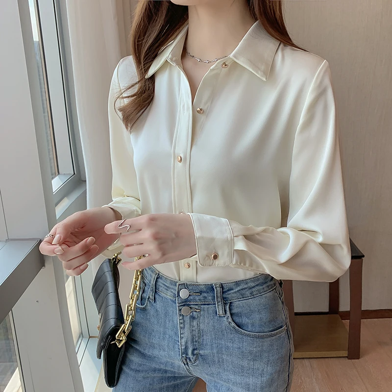 Женские рубашки 2021 осенние элегантные офисные блузки с длинным рукавом во
