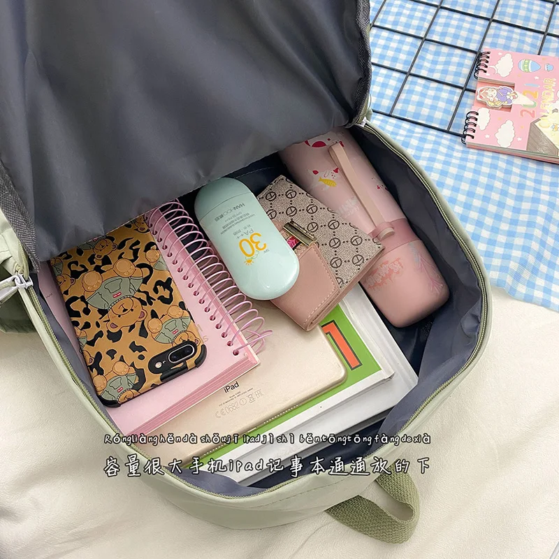 

Cute Bear Backpack for Women's Nylon School Bag Female Large Capacity Travel Rucksack Korean Style Bookbag Girls Student Mochila