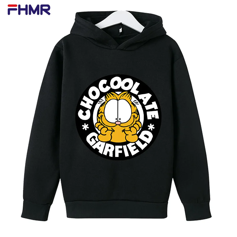 

Hoodie Boy's Cartoon Sports Shirt Girl Comfortable Keep Warm Fabric Sweatshirt Children's Gifts Pullover 4T-14T Black Coat