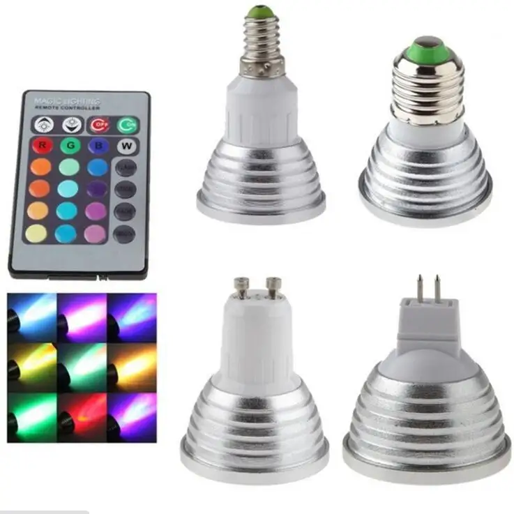 Светодиодная RGB лампочка E27 GU10 MR16 6 Вт точесветильник светильник с 16 изменениями