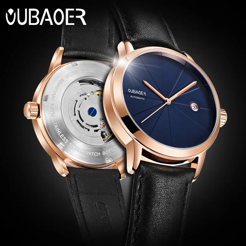 Часы наручные OUBAOER Мужские автоматические брендовые роскошные механические в