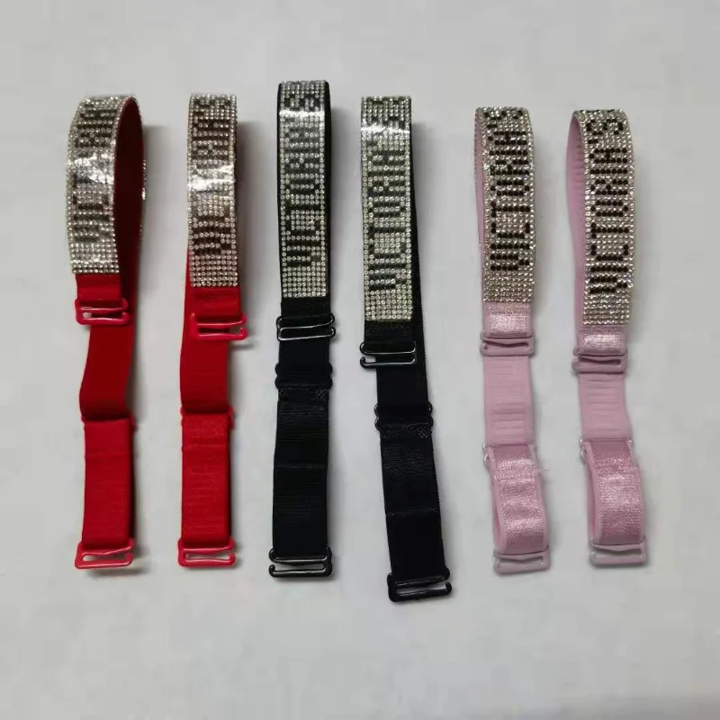 

VSLOGO Rhinestone Bra Chest Strap Ms. Chest Strap Ms. Accessories Detachable Adjustable Shoulder Strap Pink 1.8*35CM