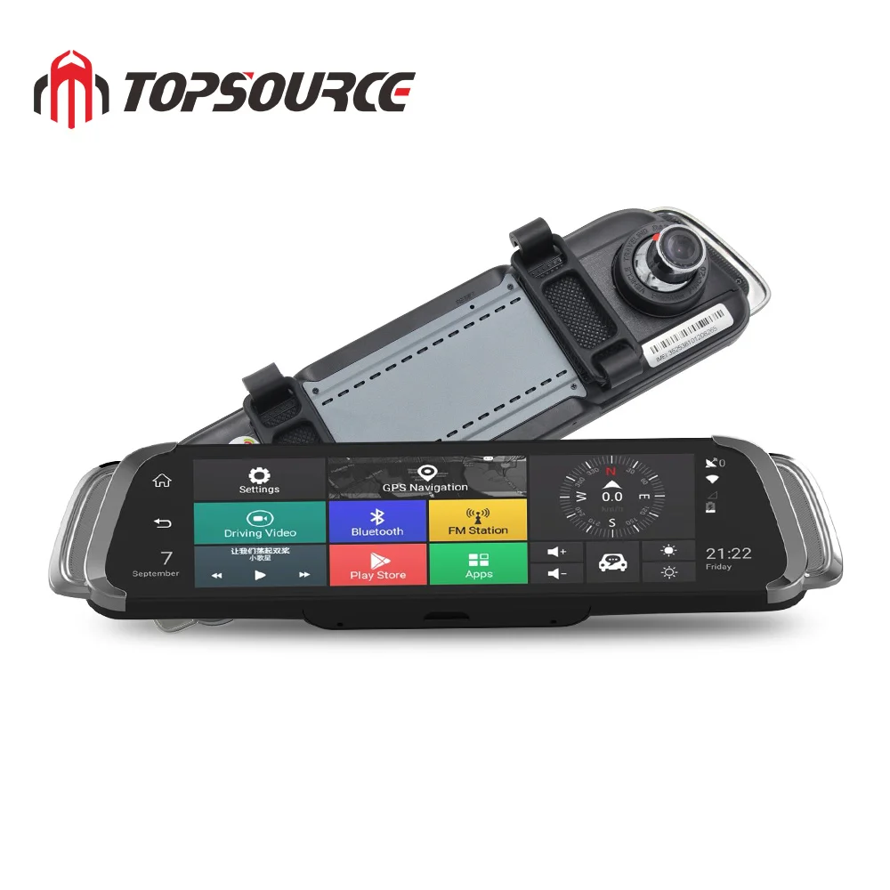 TOPSOURCE Автомобильный видеорегистратор Android 1" 3G/4G двойной объектив зеркало заднего вида dvr 1080P видео рекордер Dash cam ADAS gps wifi смарт-камера для автомобиля