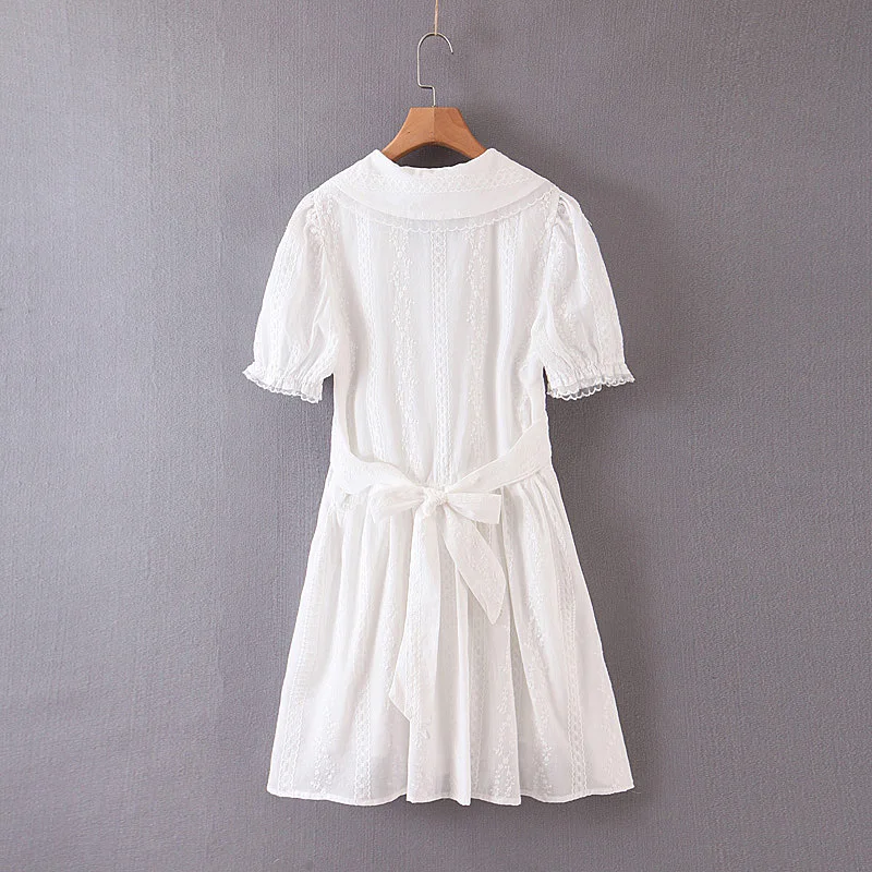 Za 2019 модное женское мини-платье из белого хлопка милое элегантное кружевное
