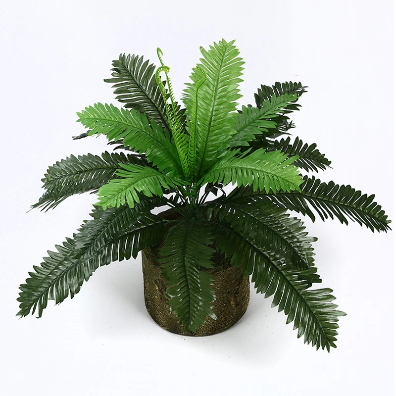 

46cm 24 Leaves Tropical Artificial Palm Tree Tropical Persian Leaf Bouquet Silk Fern Plants Foliage For Home Garden Office Decor