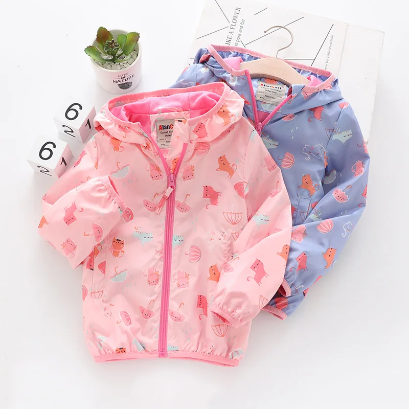 Детская ветровка для девочек куртка с длинными рукавами и рисунком кота Блейзер