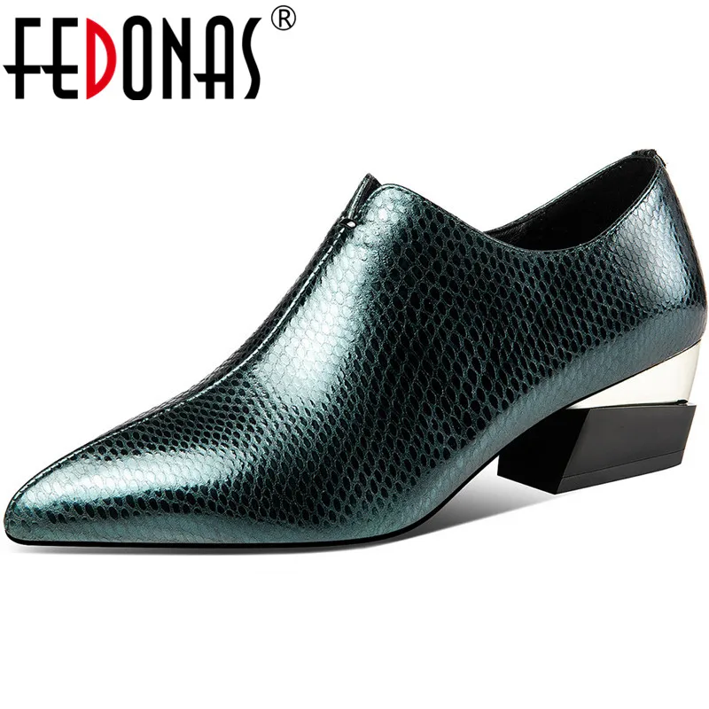 

FEDONAS Side Zipper Female Pumps For Women Genuine Leather Pointed Toe Shoes Woman Heels Spring Newest Working Basic Women Shoes