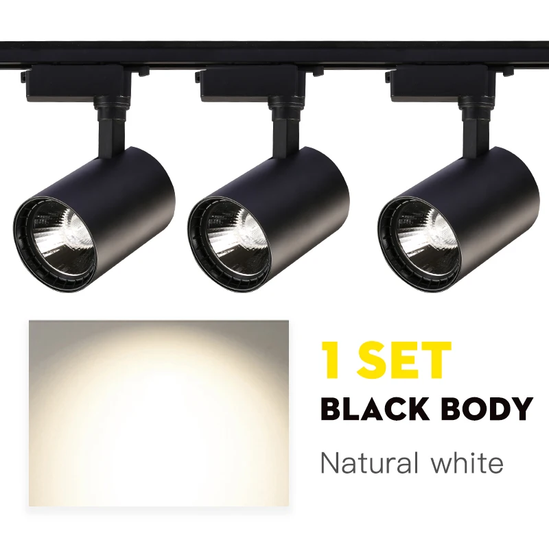 natural white 1 set Трековый светильник 12 Вт 20 Вт 30 Вт 40 Вт COB светодиодный Трековый светильник s светильник Точечный потолочный светильник 220 В Точечный светильник рельсовый светильник для магазина кухонной комнаты - Испускаемый цвет: natural white 1 set
