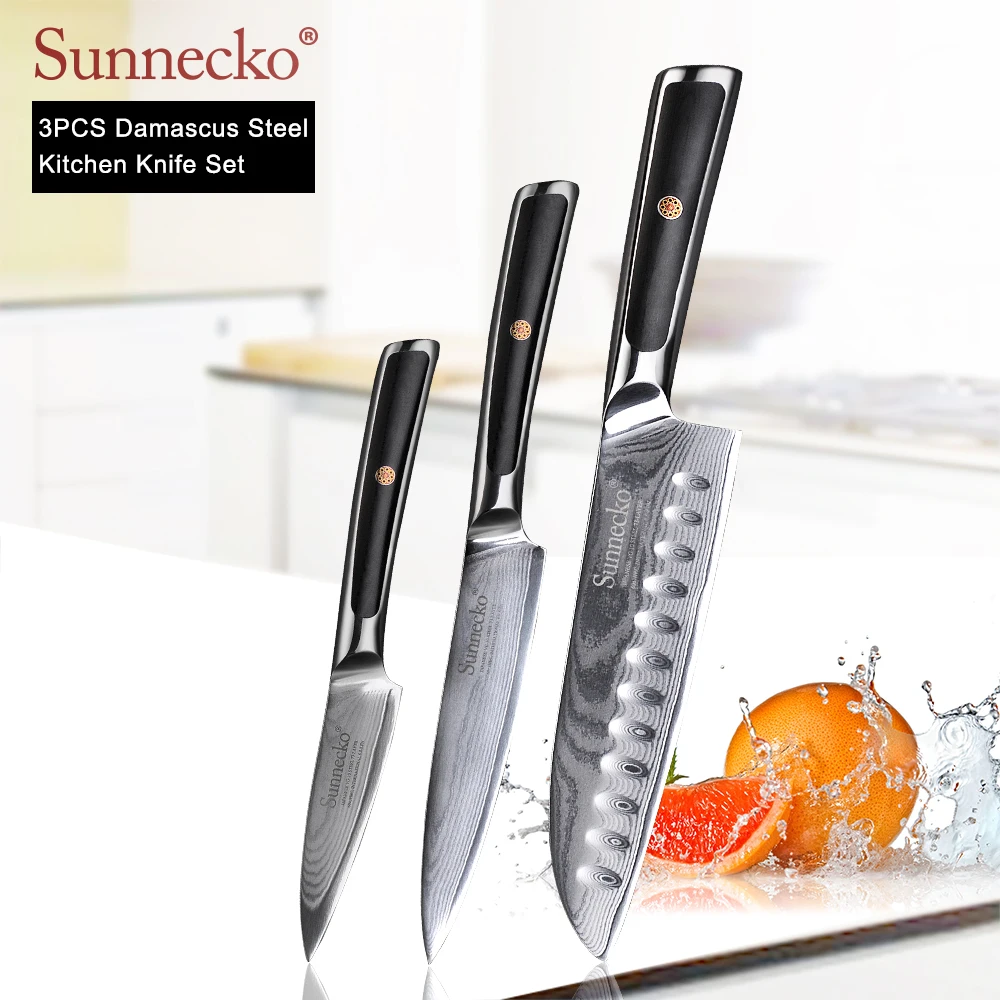 Новый набор кухонных ножей SUNNECKO 3 шт. универсальный нож сантоку для чистки овощей