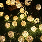 Рождественская Декоративная гирлянда с шариками из ротанга, 3 м, 20 светодиодный