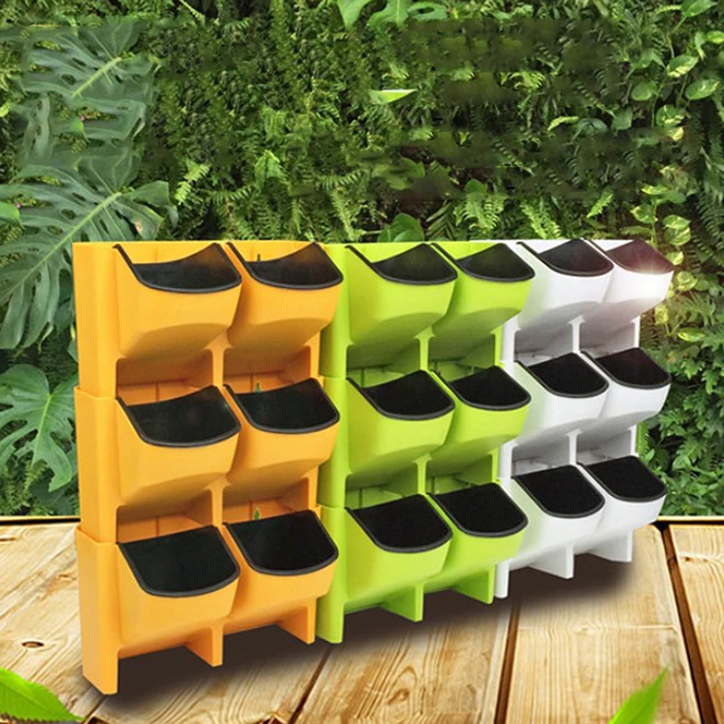 

1pc Self Watering Flower Pot Stackable Vertical Planter Wall Hanging Durable