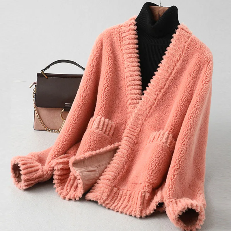 

Женское шерстяное пальто Nice Pop, элегантное винтажное пальто из натурального меха для осени и зимы, облегающие повседневные шорты, A066