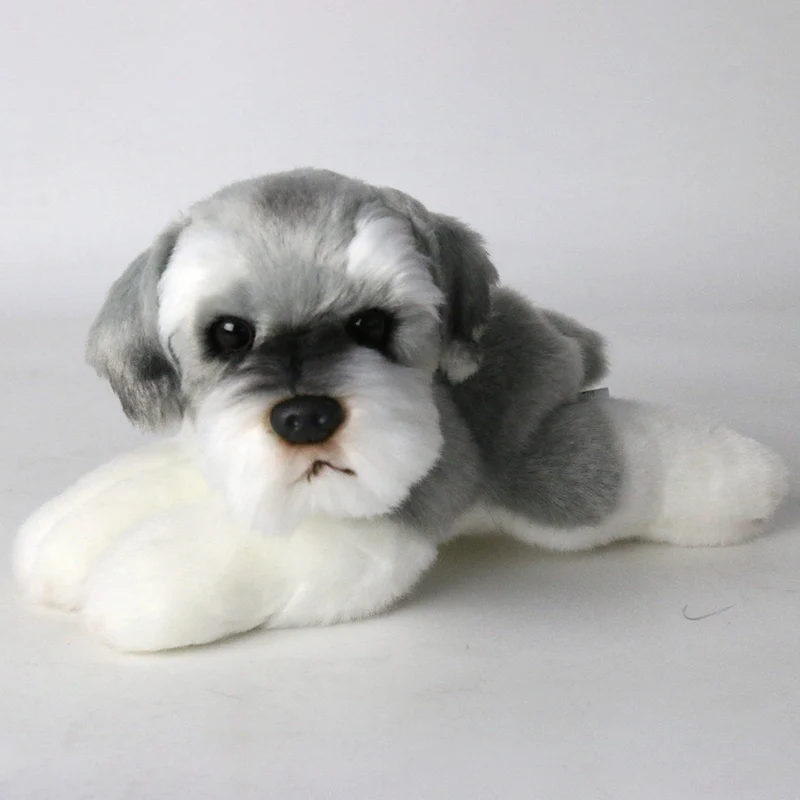 

Stuffed Doll Realistic Dog Toy Simulation Schnauzer Dog Plush Toy For Home Decor Crafts Ornaments Photo Props Pet Owner Gift