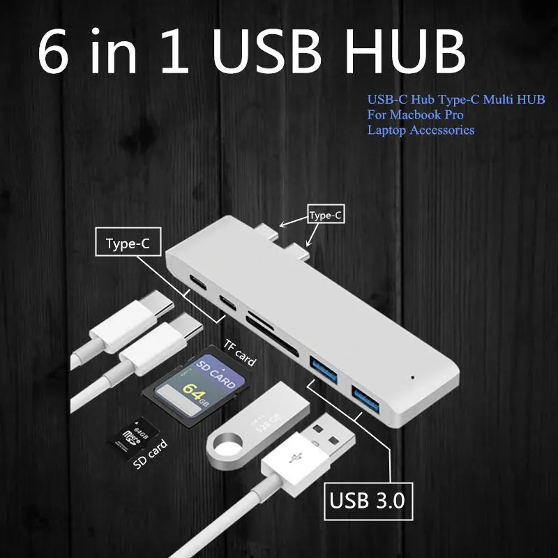Хаб для смартфонов Type-C USB 3 0 многоинтерфейсный PD высокоскоростной зарядный