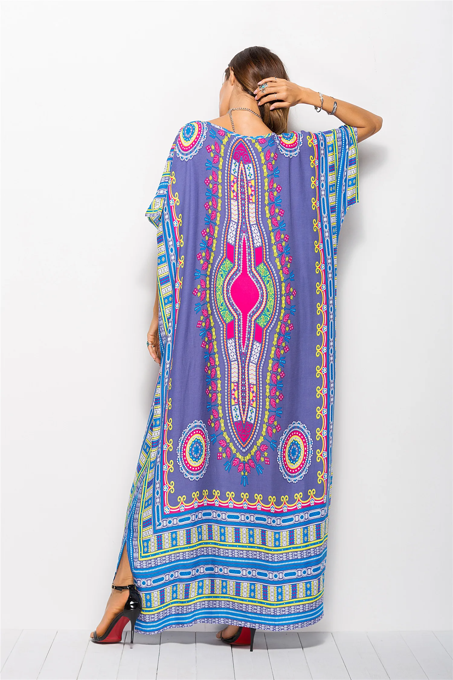 

2021 spring and summer women's clothing dress plus size hot sale South American style printed casual fashion robe beach dress