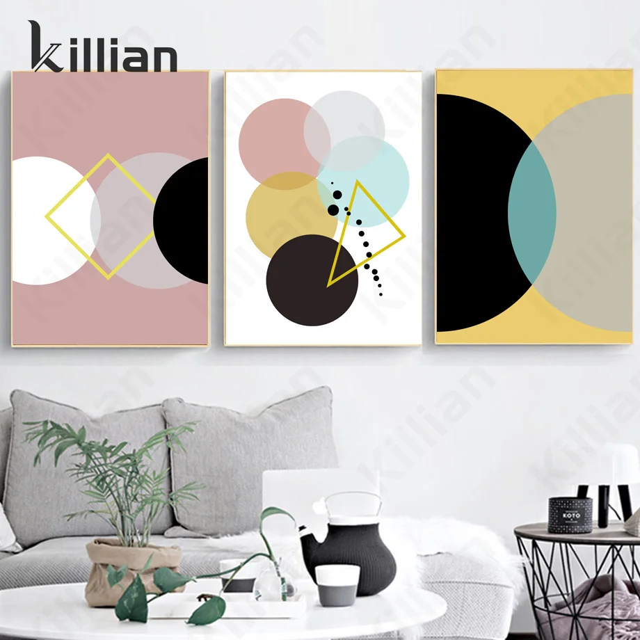 

Minimalist Geometric Square Round Wall Art Print Poster Wall Picture for Canvas Painting Modern Living Room Bedroom Decoration