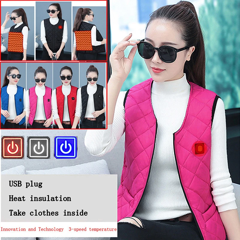 Зимняя куртка с подогревом и USB уличный теплый жилет электрическим одежда для