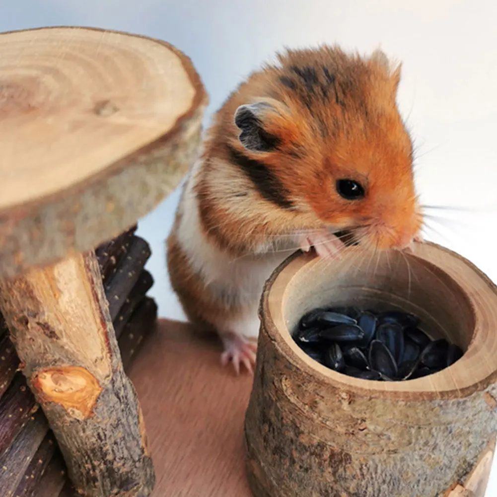 Натуральный Деревянный хомяк игровая площадка скалолазание деревянная лестница